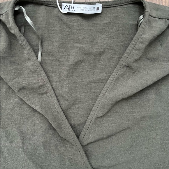 ZARA Olive Green Draped Wrap Top NWT Size Large - Picture 5 of 11